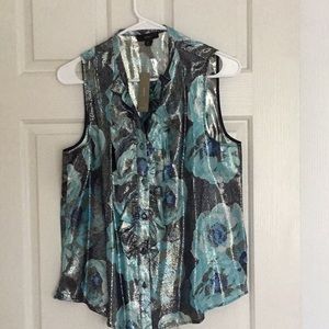 J Crew sleeveless silk, viscose metallic shirt